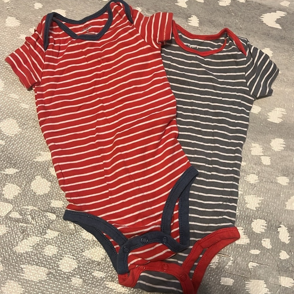 Carter's Red and Gray Striped Bodysuits